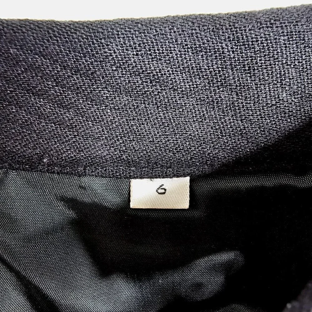 Vintage CALVIN KLEIN 100% Wool Skirt size 6 BLACK Preppy Twee Pencil Straight